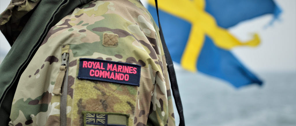 Officerare ur Royal Marines Commando övade tillsammans med Älvsborgs amfibieregemente i februari 2023.