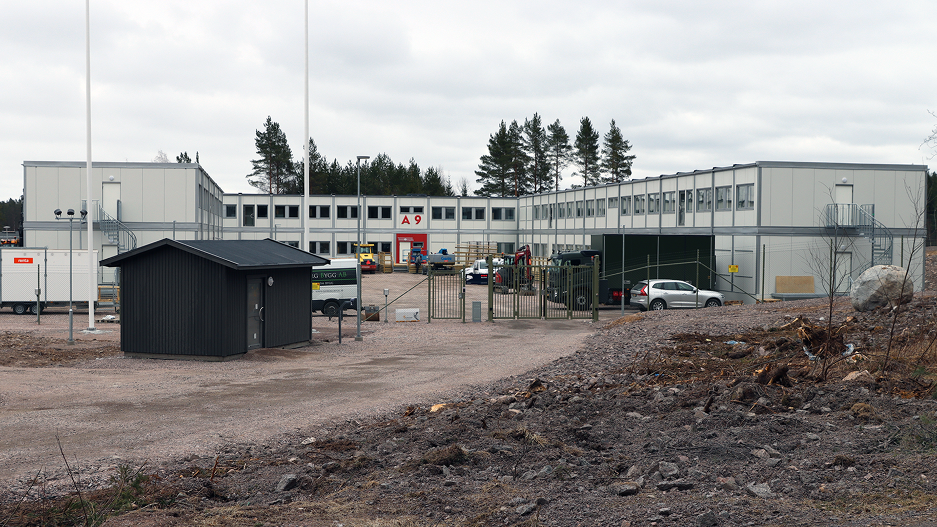Temporära kontorsmoduler vid A 9 Harberget.