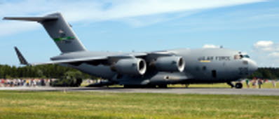 En C-17 Globemaster III från US Air Force besöker F 7, Såtenäs under Airshow 2006.