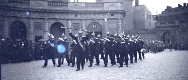 Musikkåren, vaktparaden vid Stockholms slott. 