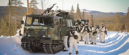 Soldater ur Norrbottens regemente under övning Vintersol 2021.