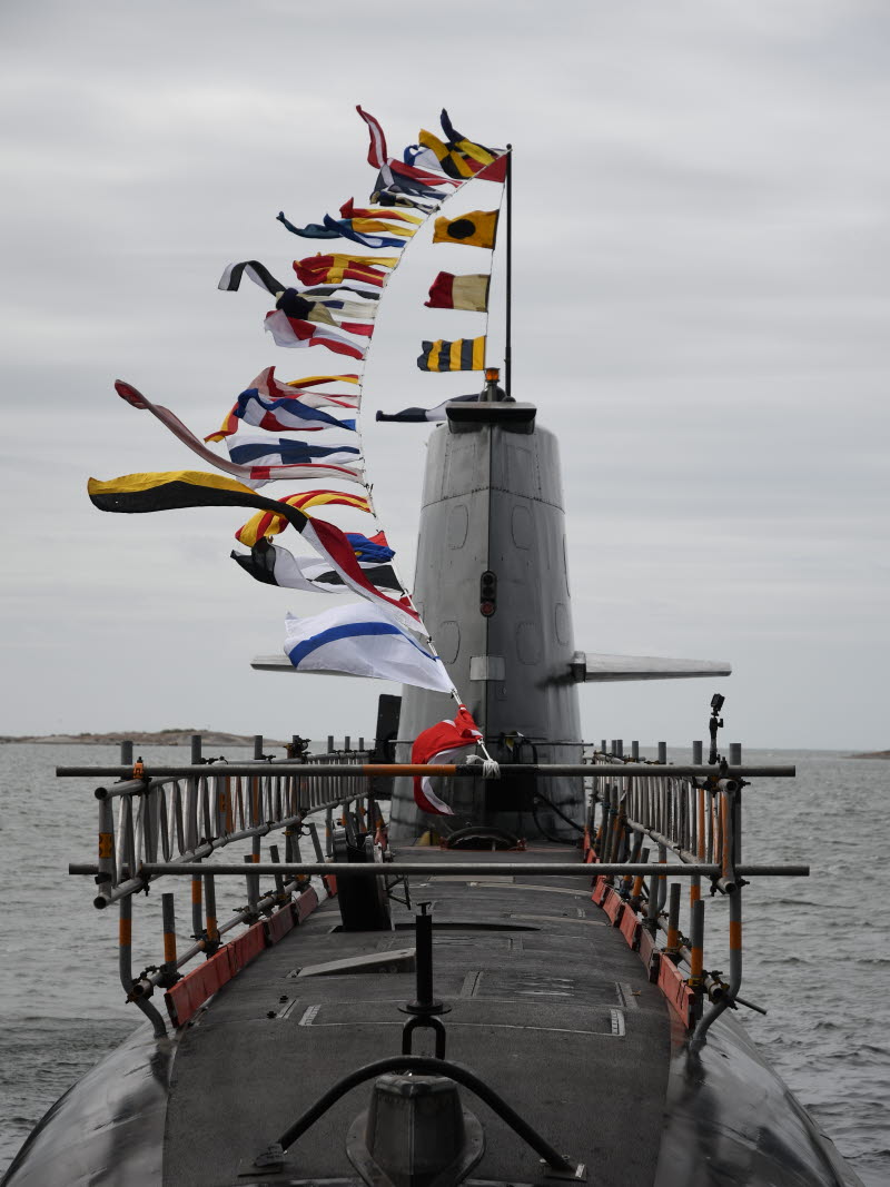 Sjösättning av ubåten HMS Gotland efter modernisering. Platsen är Karlskrona och datumet är den 20 juni 2018.