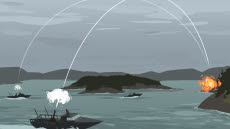 Illustration av båtar som skjuter med granatkastare.