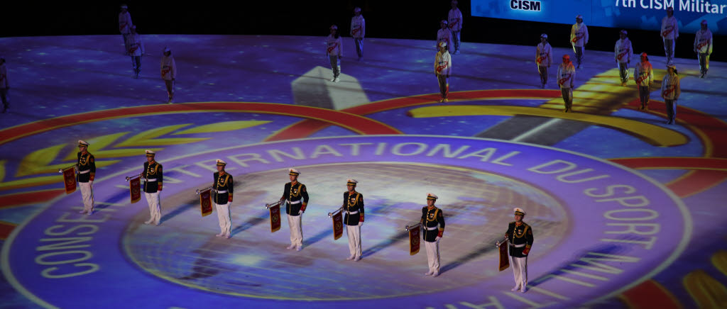 Avslutningsceremoni Millitary World Games i Wuhan Sports Center.