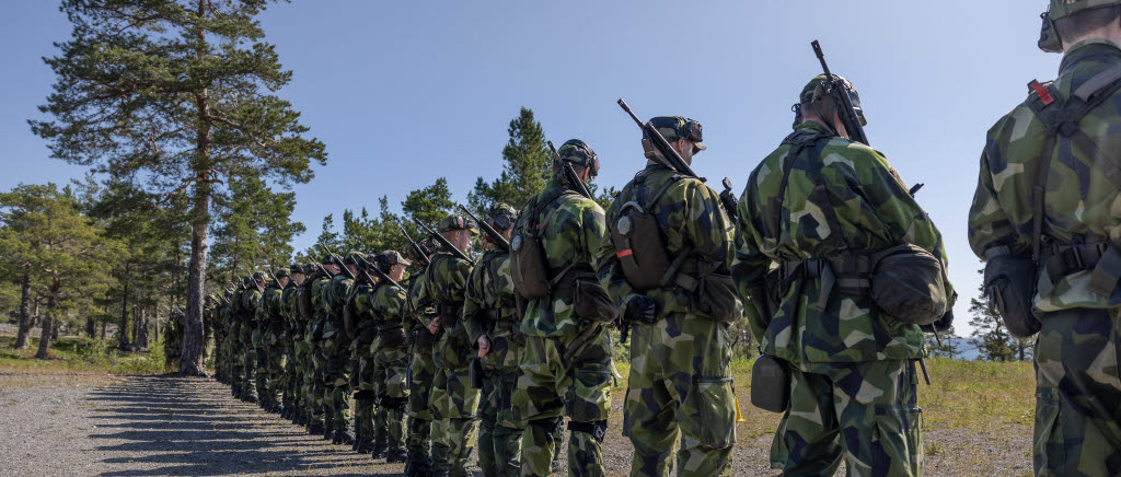 Soldater står i led. 