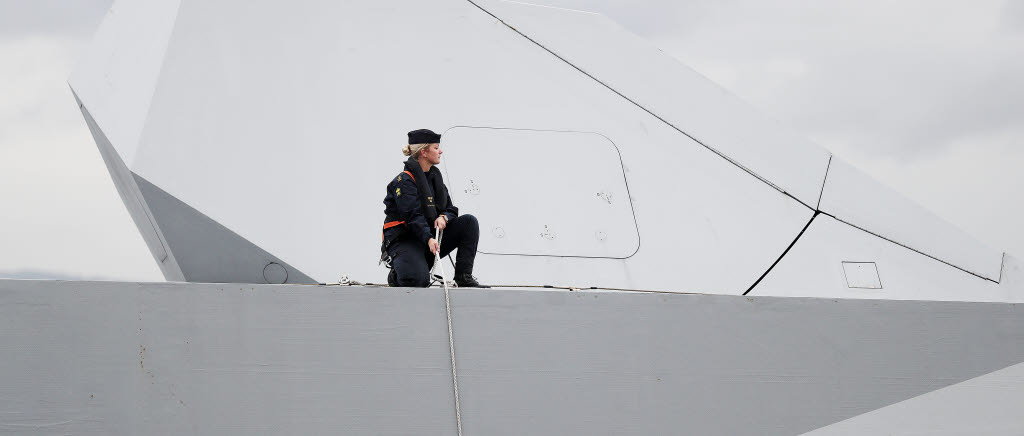 Den Svenske korvetten K35 Karlstad i Trondheim havn under øvelsen Trident Juncture 2018 i Norge. 