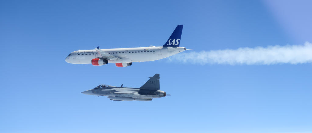Herrlandslaget i ishockey som igår vann VM-guld i Köpenhamn landade i Sverige på måndagseftermiddagen. VM-hjältarna möttes längs vägen upp av två Jas Gripen från Försvarsmakten som sedan eskorterade landslaget till Arlanda. 