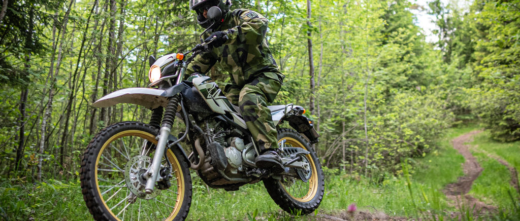 Motorcykel i skogen
