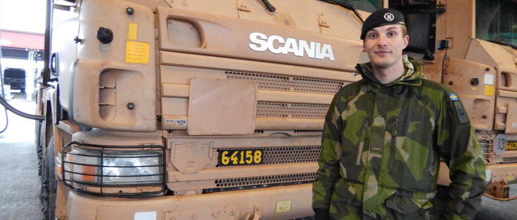 Oskar Sunesson är transportsoldat på Trängregementet.