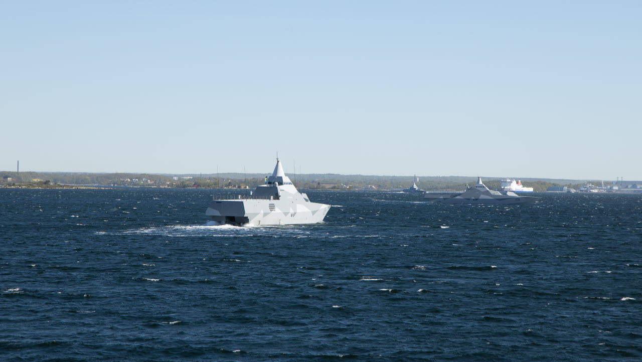 Korvetter under luftförsvarsövning i Karlskrona i maj 2019.