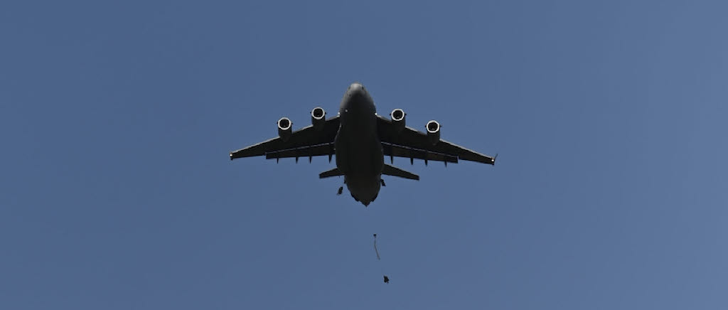 Fällningen under tisdagens övning skedde från en C-17 Globemaster.