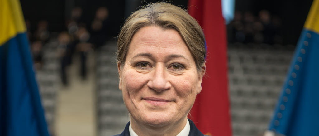 Ewa Skoog Haslum i samband med ceremonin för hennes tillträde som marinchef