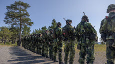 Soldater står i led. 