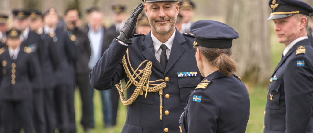 Chefsbytesceremoni på Skaraborgs flygflottilj