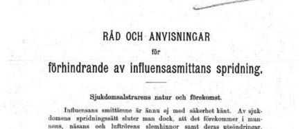 Broschyr om Spanska sjukan från Medicinalstyreslen 1918