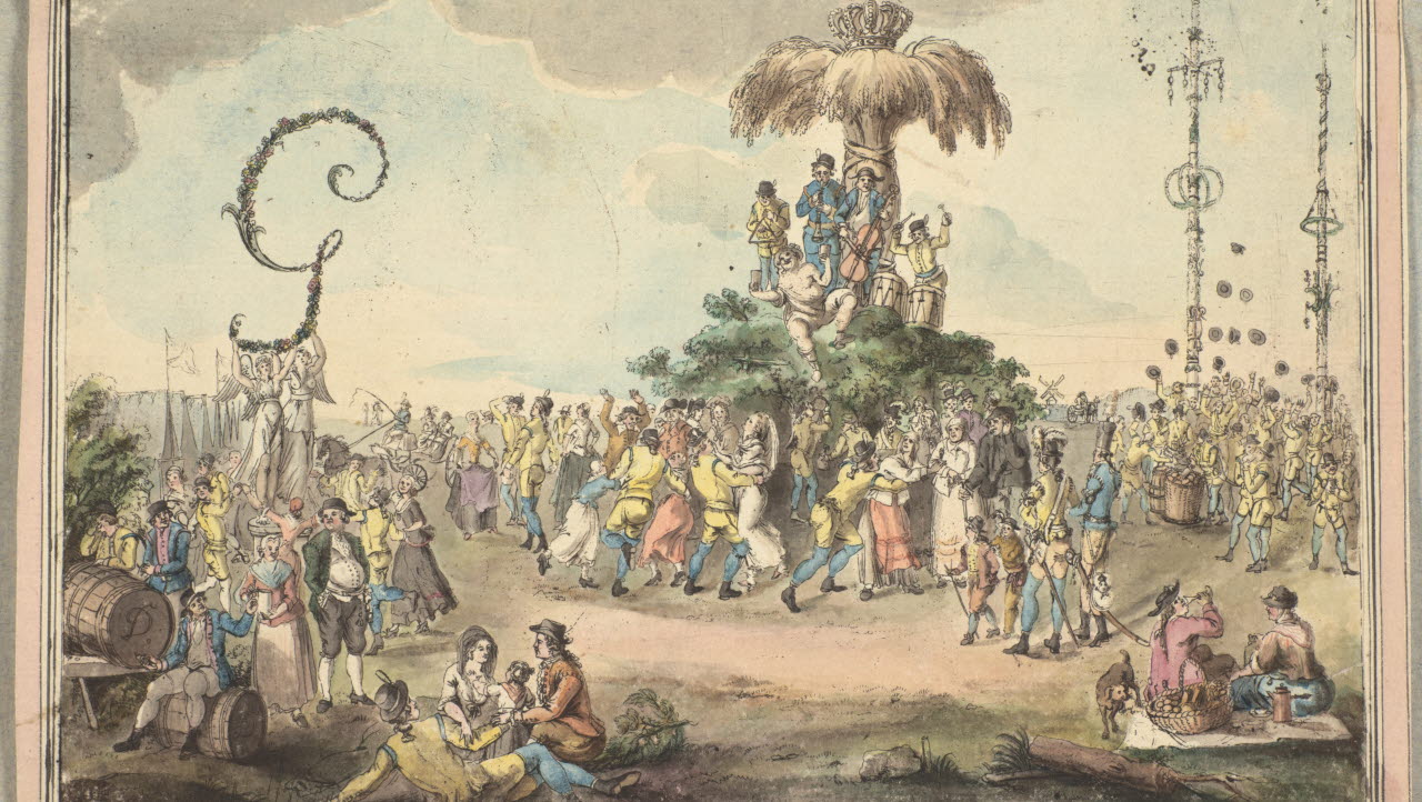 Midsommardagen på Ladugårdsgärdet 1785–1800, målning av Martin Rudolf Heland efter Elias Martin.